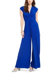 Vince Camuto Twist-Front Plunge Jumpsuit - Cobalt