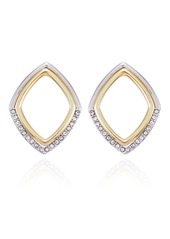 Vince Camuto Two-Tone Glass Stone Diamond Shaped Hoop Earrings - Gold