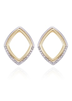 Vince Camuto Two-Tone Glass Stone Diamond Shaped Hoop Earrings - Gold
