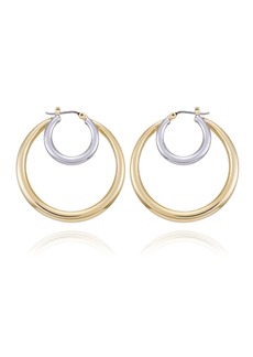 Vince Camuto Two-Tone Large Double Hoop Earrings - Gold
