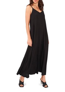 Vince Camuto V-Neck Challis Slipdress in Rich Black at Nordstrom