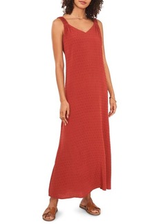 Vince Camuto V-Neck Clip Dot Maxi Dress in Rust 803 at Nordstrom