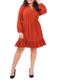 Vince Camuto V-Neck Long Sleeve A-Line Dress in Rustic at Nordstrom Rack