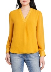 Vince Camuto V-Neck Rumple Blouse in Mosaic Mustard at Nordstrom