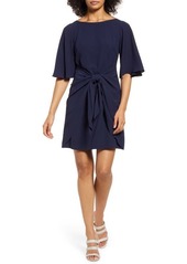 Vince Camuto Washer Tie Waist Crepe Dress in Navy at Nordstrom