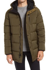 Vince Camuto Water Resistant Quilted Stretch Parka in Olive at Nordstrom