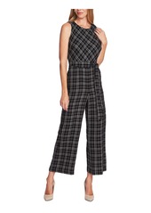 Vince Camuto Women Sleeveless Belted Even Plaid Jumpsuit