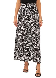Vince Camuto Women's A-Line Floral Print Maxi Skirt - Rich Black