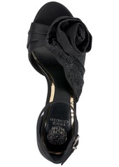 Vince Camuto Women's Adalinea Flower Dress Sandals - Black Satin/Rhinestone