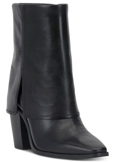 Vince Camuto Women's Alolison Cuffed Ankle Booties - Black Cow Derby Leather