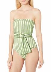 Vince Camuto Women's Standard Bandeau One Piece Swimsuit with Wrap Detail