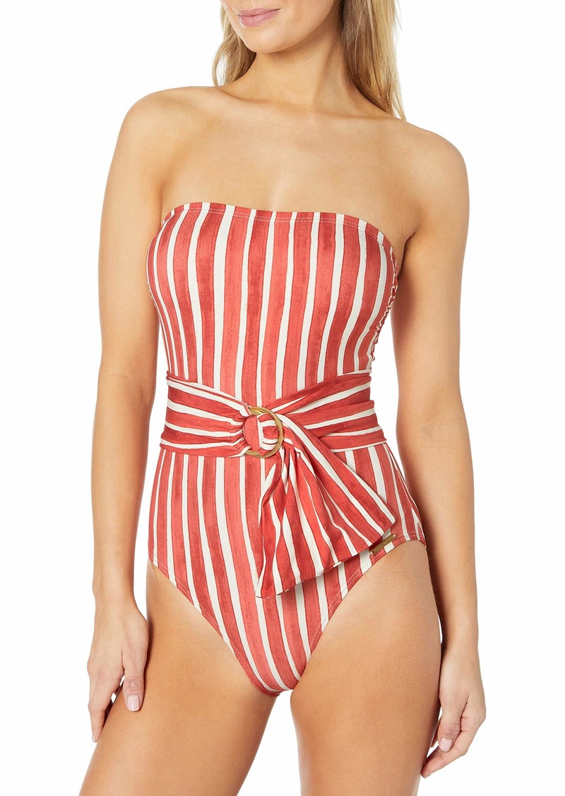 Vince Camuto Vince Camuto Women S Standard Bandeau One Piece Swimsuit With Wrap Detail Swimwear