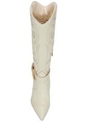 Vince Camuto Women's Biancaa Wide-Calf Buckled Cowboy Dress Boots - Creamy White Leather