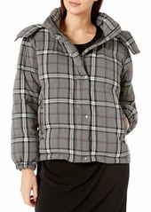 Vince Camuto Women's Bold Plaid Hooded Puffer Coat