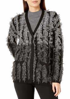 Vince Camuto Women's Colorblock Novelty Fringe Cardigan  Extra Small