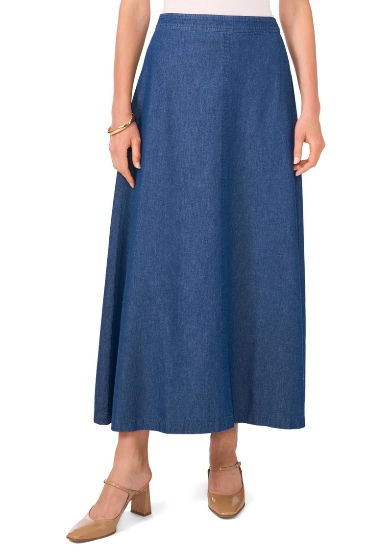 Vince Camuto Women's Cotton A-Line Pull-On Midi Skirt - Classic Navy