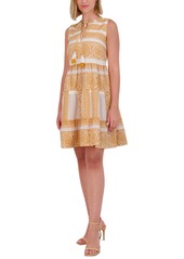 Vince Camuto Women's Cotton Mosaic Tassel-Tie Dress - Marigold