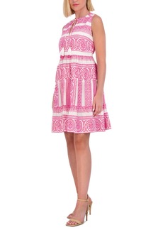 Vince Camuto Women's Cotton Mosaic Tassel-Tie Dress - Pink