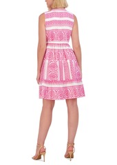 Vince Camuto Women's Cotton Mosaic Tassel-Tie Dress - Pink