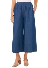 Vince Camuto Women's Cotton Pull-On Wide-Leg Cropped Pants - Classic Navy