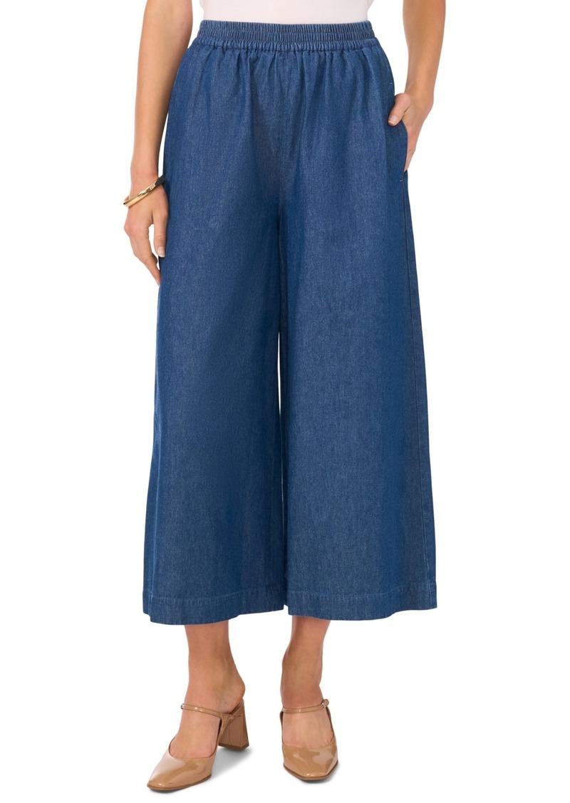 Vince Camuto Women's Cotton Pull-On Wide-Leg Cropped Pants - Classic Navy