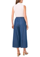 Vince Camuto Women's Cotton Pull-On Wide-Leg Cropped Pants - Classic Navy