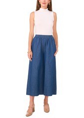 Vince Camuto Women's Cotton Pull-On Wide-Leg Cropped Pants - Classic Navy