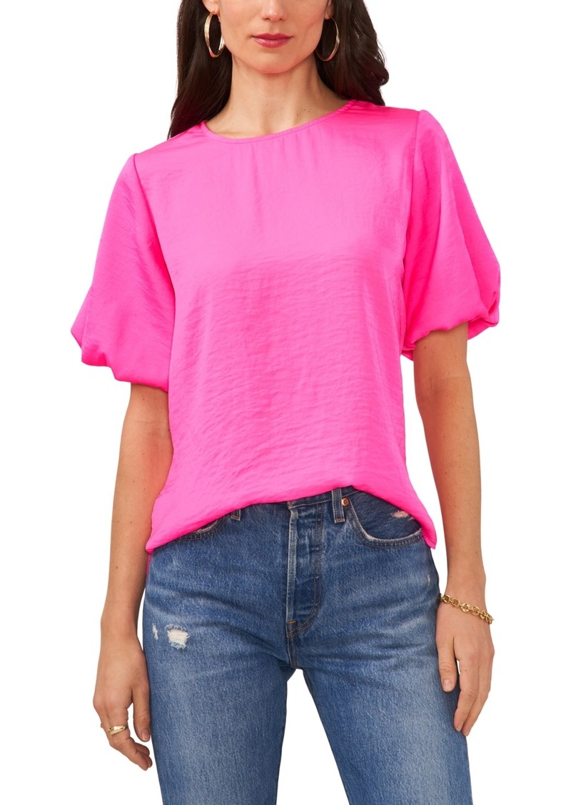 Vince Camuto Women's Crewneck Puff Sleeve Blouse - Hot Pink