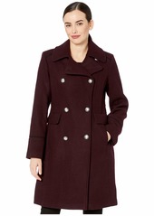 Vince Camuto Women's Double-Breasted Long Wool Coat  L