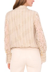 Vince Camuto Women's Faux-Wrap Shine Top - Soft Cream