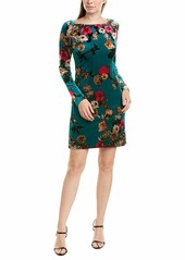 Vince Camuto Women's Floral Patterned Velvet Shift Dress