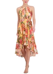 Vince Camuto Women's Floral-Print Halter Midi Dress - Yellow