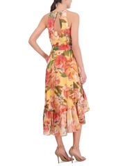 Vince Camuto Women's Floral-Print Halter Midi Dress - Yellow