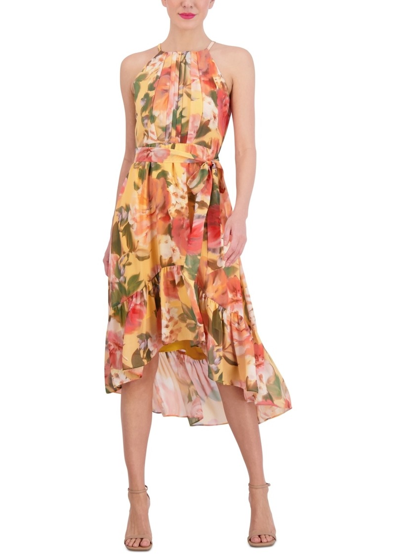 Vince Camuto Women's Floral-Print Halter Midi Dress - Yellow