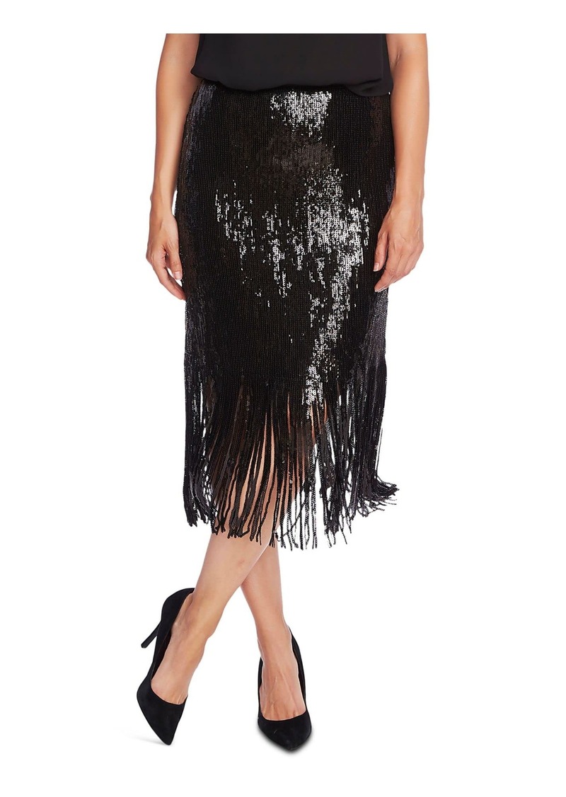 Vince Camuto Women's Fringe Sequin Side Zip Skirt