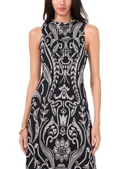 Vince Camuto Women's High-Neck Mesh-Overlay Dress - Rich Black