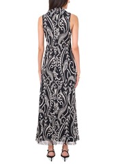 Vince Camuto Women's High-Neck Mesh-Overlay Dress - Rich Black