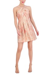 Vince Camuto Women's Jacquard Fit & Flare Halter Dress - Coral