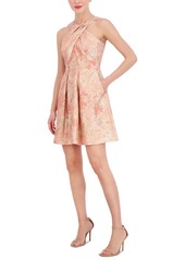 Vince Camuto Women's Jacquard Fit & Flare Halter Dress - Coral