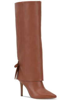 Vince Camuto Women's Kammitie Fold-Over Knee-High Stiletto Dress Boots - Maple Leather