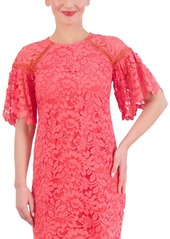 Vince Camuto Women's Lace Flutter-Sleeve Shift Dress - Coral