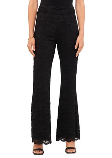 Vince Camuto Women's Lace Scalloped-Edge Pull-On Flare Pants - Rich Black