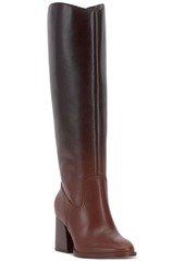 Vince Camuto Women's Leila Wide-Calf Block-Heel Knee-High Boots - Rich Mahogany