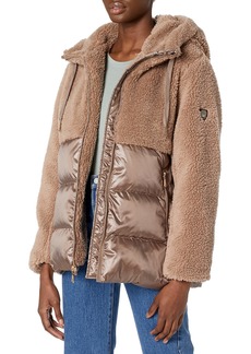 Vince Camuto womens Mixed Hooded Puffer Cocoon Coat Parka   US
