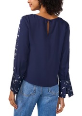 Vince Camuto Women's Mixed-Media Crewneck Top - Classic Navy