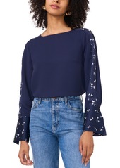 Vince Camuto Women's Mixed-Media Crewneck Top - Classic Navy