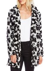 Vince Camuto Women's Notched Collar Dalmation Sherpa Coat
