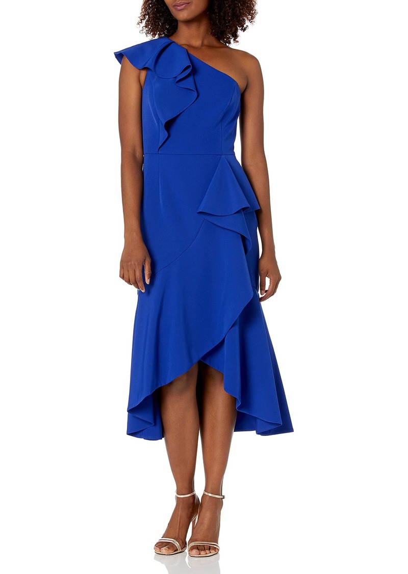 Vince Camuto Women's One Shoulder Ruffle High Low Cocktail Dress