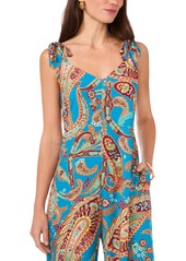 Vince Camuto Women's Paisley Tie Shoulder Angled Hem Jumpsuit - Lagoon