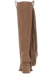 Vince Camuto Women's Pelia Wide-Calf Fringe Knee-High Cowboy Boots - Black